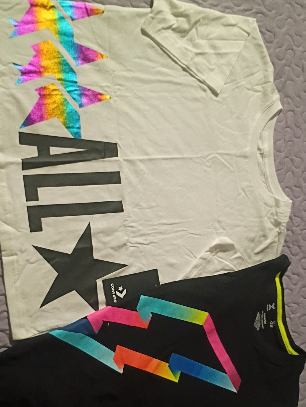 Converse Boxy White Tee And Black Lightning Bolt Tee
